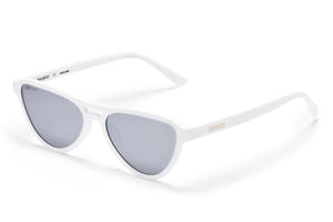 Neige blanche acetate sunglasses with semi mirrored grey lenses