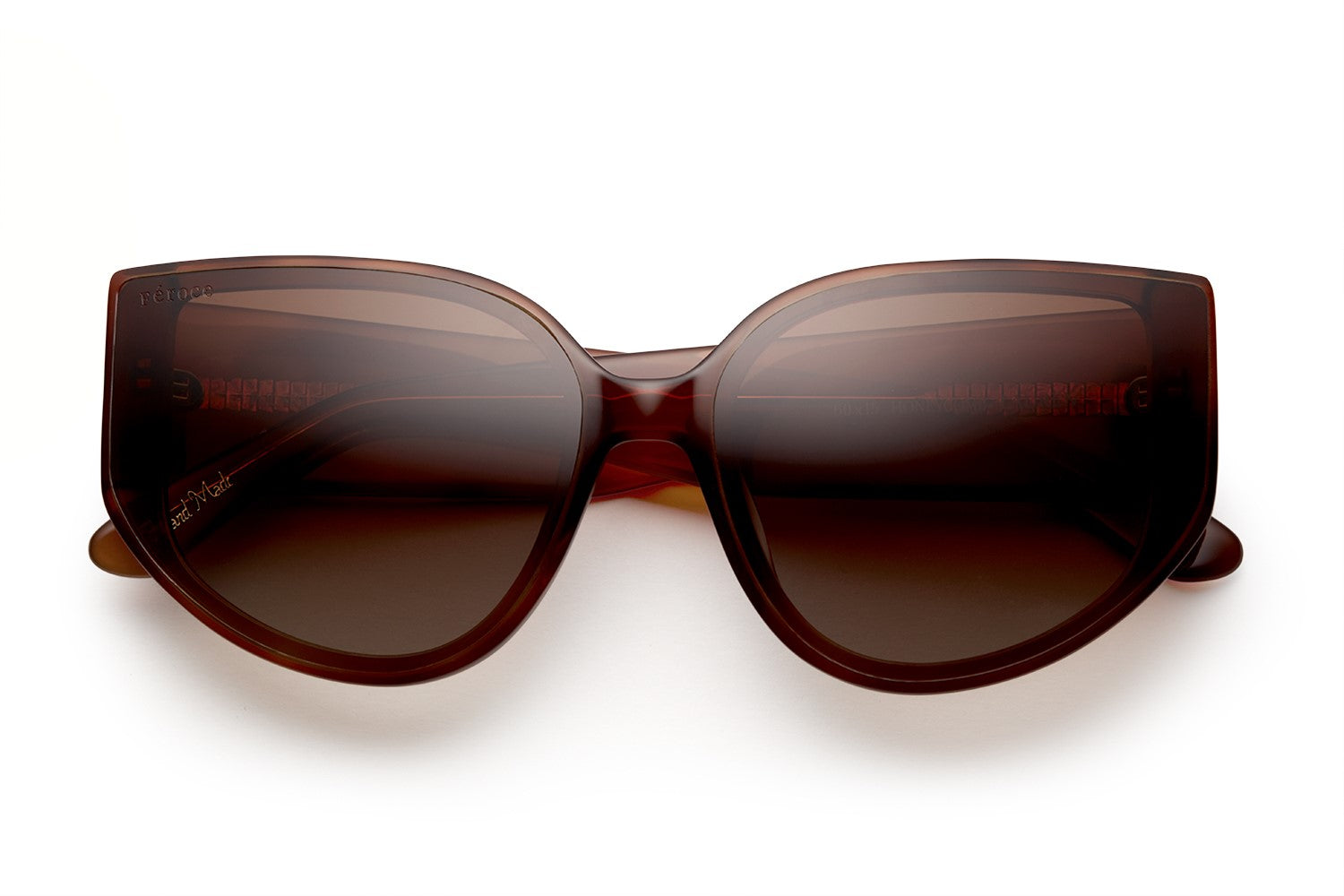 Honeycombe acetate sunglasses with dark brown lenses 