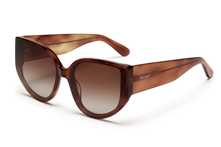 Honeycombe acetate sunglasses with dark brown lenses 